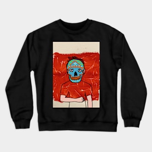 Unnamed: A Mexican-Inspired Male Enigma with Expressive Blue Hues Crewneck Sweatshirt
